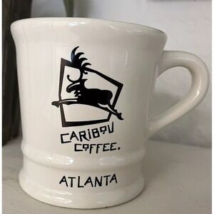 Caribou Coffee Atlanta , White With‎ Logo Diner Restaurant Ware Chunky Retro Mug